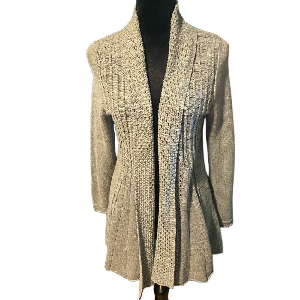 Gray Knit Lightweight Draped Cardigan